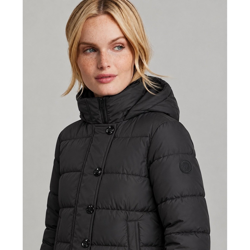 Lauren Ralph Lauren Women's S Petite Black Hooded Puffer Coat Jacket